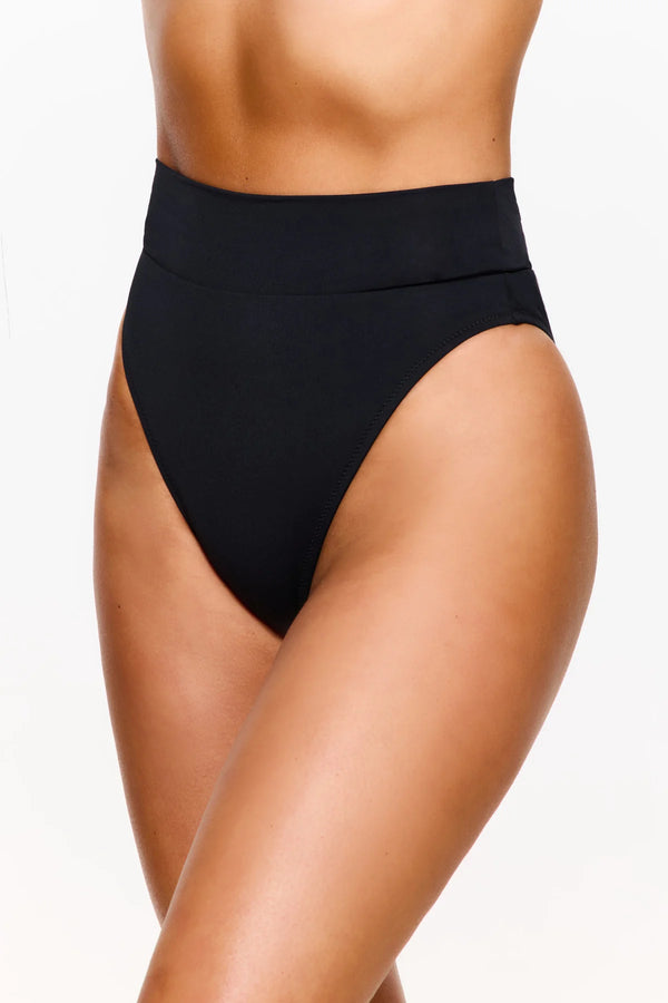 Gottex Flirtt Solid Black Ultra High Waist Bikini Bottom