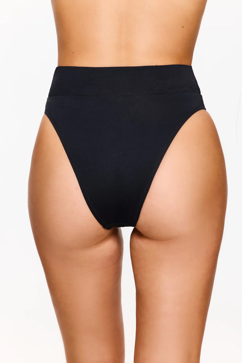 Gottex Flirtt Solid Black Ultra High Waist Bikini Bottom