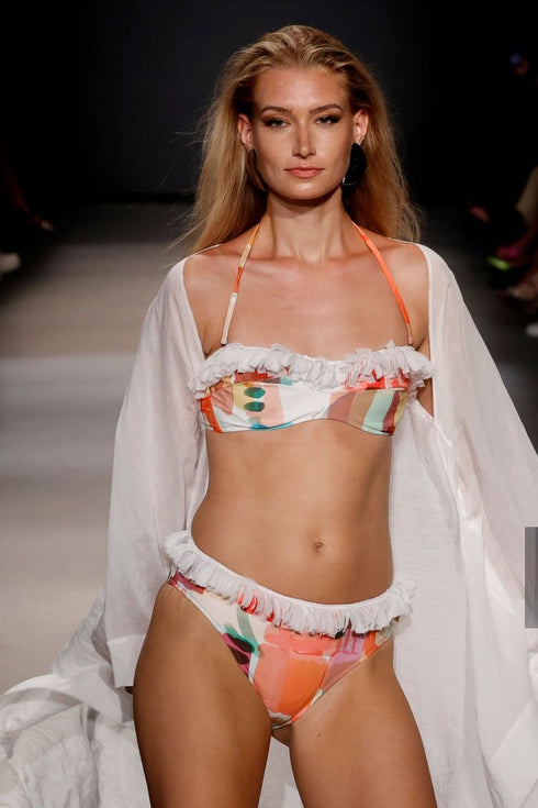 Shan Jasmine Mid-Rise Bikini Bottom With Fringes