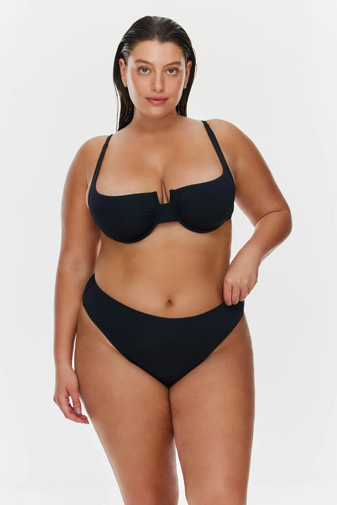 Gottex Flirtt Solid Black High Waist Bikini Bottom