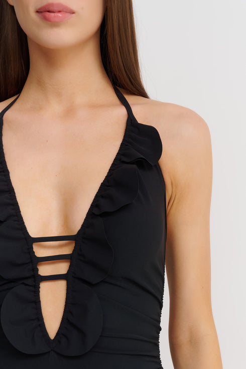 Shan Frederique Plunging One-Piece Swimsuit With Petals