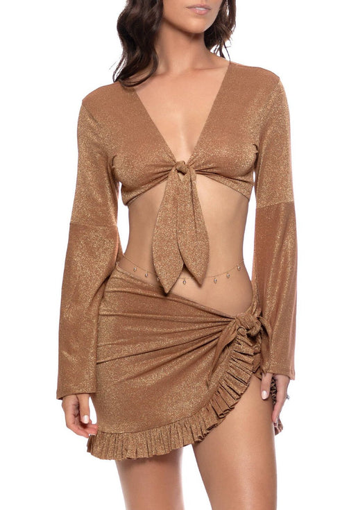 Luli Fama Cosita Buena Ruffle Sarong Mini Skirt