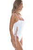 Luli Fama Luminous Square Neck Laced Up One Piece