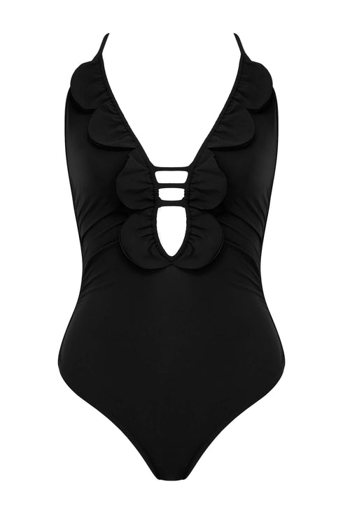 Shan Frederique Plunging One-Piece Swimsuit With Petals