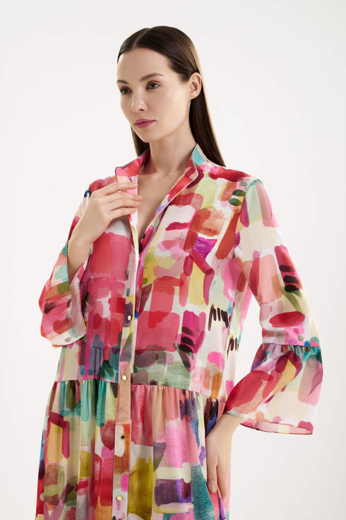 Shan Soie Taffeta Long Dress
