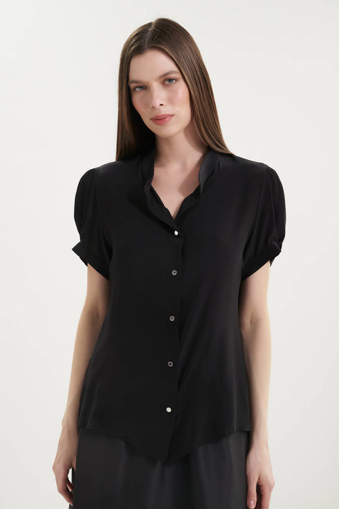 Shan Céline Short-sleeved silk blouse