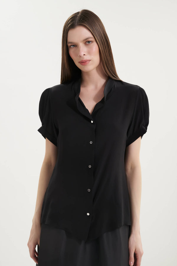 Shan Céline Short-sleeved silk blouse