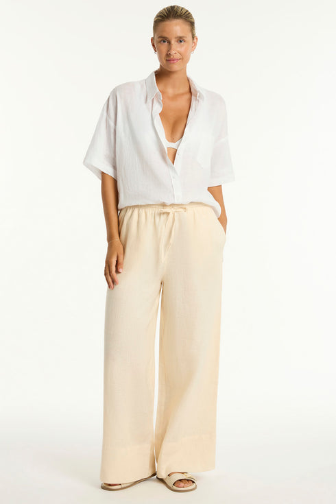 Sea Level Tidal Linen Plazzo Pant