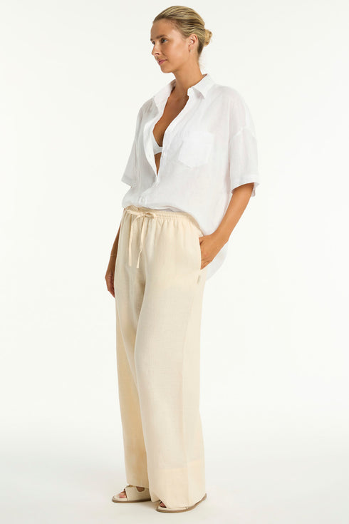 Sea Level Tidal Linen Plazzo Pant