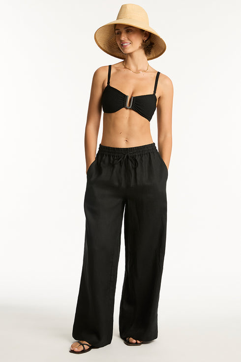 Sea Level Tidal Linen Plazzo Pant