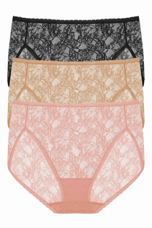 Natori Bliss Allure One Size Lace French Cut 3-pack