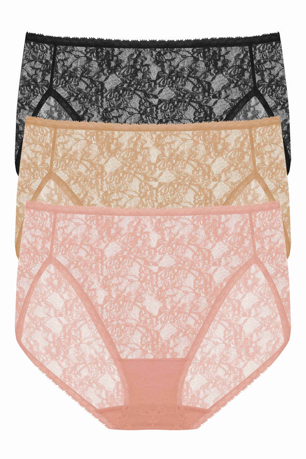 Natori Bliss Allure One Size Lace French Cut 3-pack
