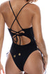 Luli Fama Wavy Baby Square Neck Laced Up One Piece