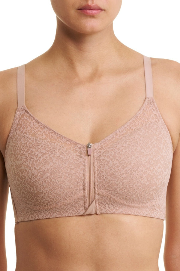 Natori Pretty Smooth Zip Front Pocketed Mastectomy Wireless Bra