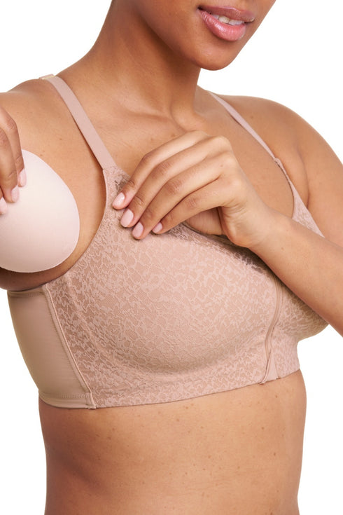 Natori Pretty Smooth Zip Front Pocketed Mastectomy Wireless Bra