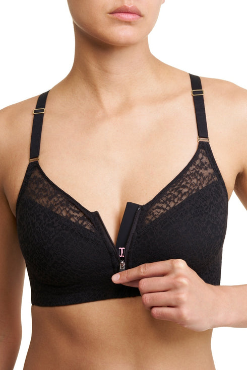 Natori Pretty Smooth Zip Front Pocketed Mastectomy Wireless Bra