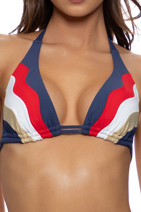 Luli Fama American Icon Waves Triangle Halter Top