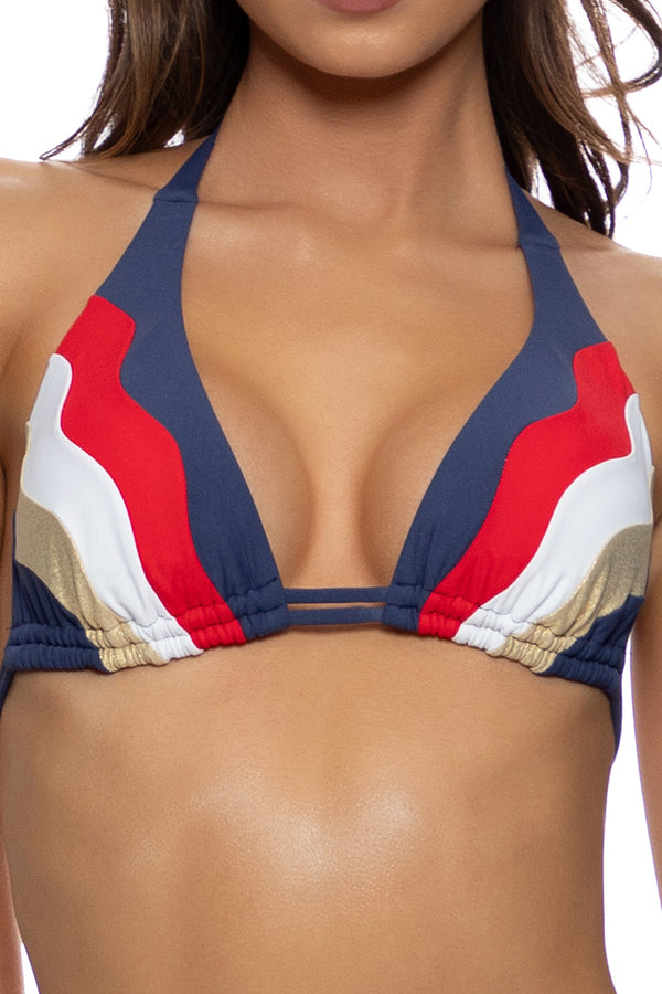 Luli Fama American Icon Waves Triangle Halter Top