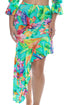 Luli Fama Carribean Fantasy Asymmetrical Ruffle Trim Midi Skirt