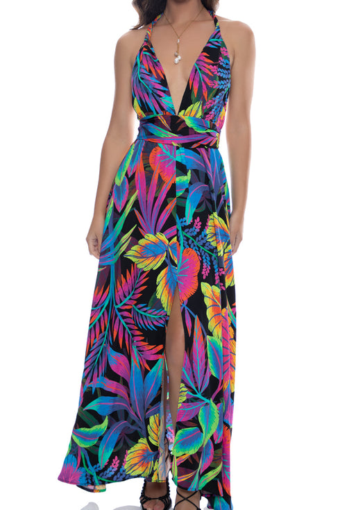 Luli Fama Neon Nights Convertible Maxi Dress