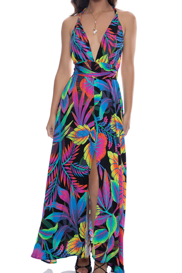 Luli Fama Neon Nights Convertible Maxi Dress