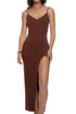 Luli Fama Velvet Shores Fitted Side Slit Maxi Dress