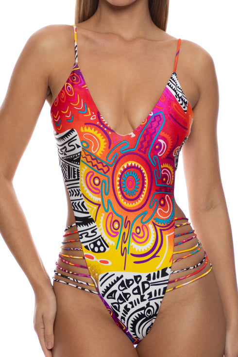 Luli Fama Wild Voltage Strappy Sides Bodysuit