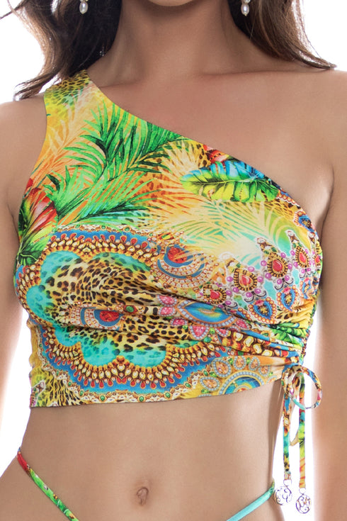 Luli Fama Sun Stones One Shoulder Top