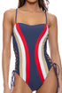 Luli Fama American Icon Waves Square Neck Laced Up One Piece