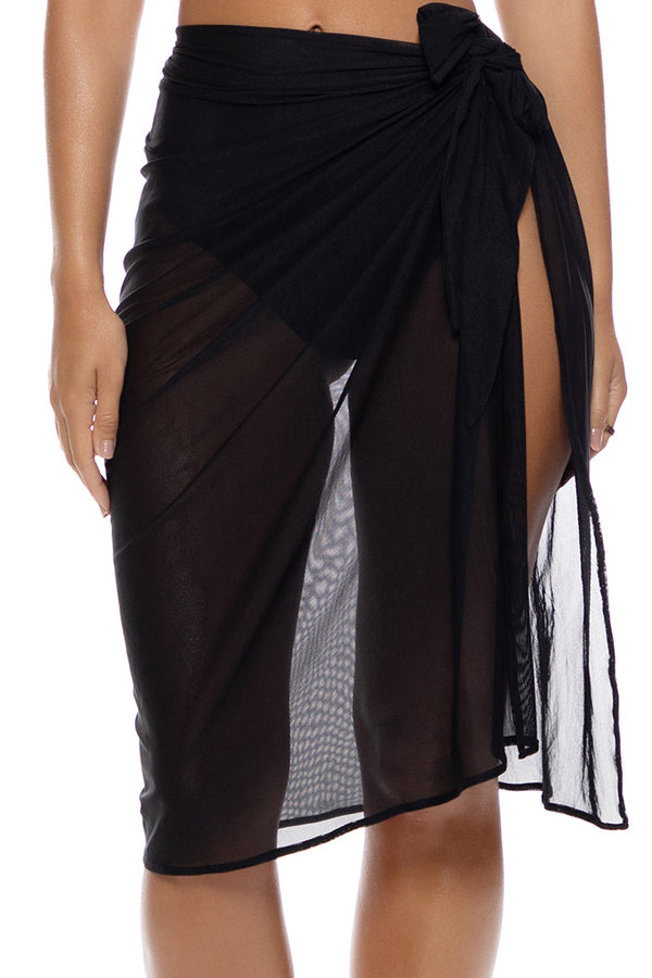 Luli Fama Sheer Intentions Long Wrap Skirt