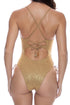 Luli Fama Golden Sunset Square Neck Laced Up One Piece
