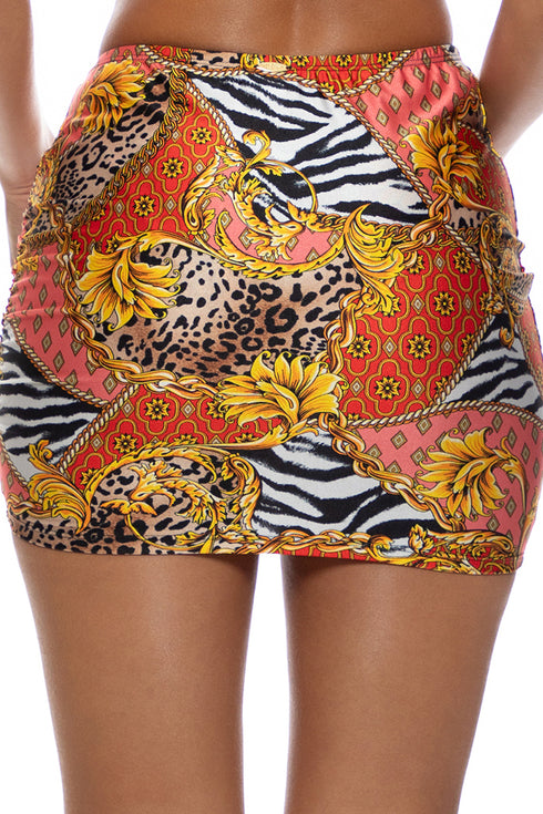 Luli Fama Tropical Majesty Scrunched Up Mini Skirt
