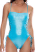 Luli Fama Luminous Square Neck Laced Up One Piece