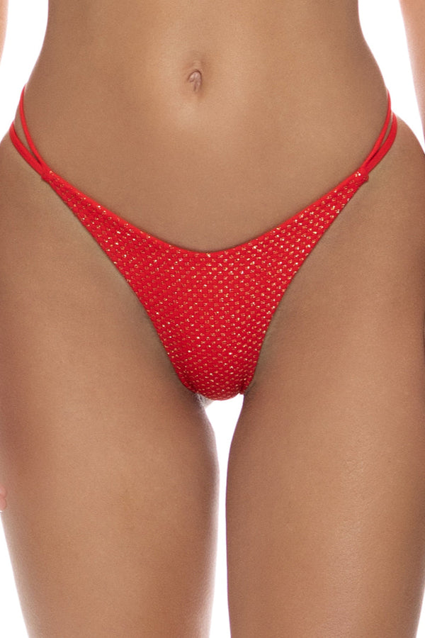 Luli Fama Sunkiss Glow Strap Ring Thong Bottom
