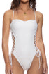 Luli Fama Sunkiss Glow Square Neck Laced Up One Piece