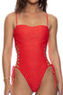 Luli Fama Sunkiss Glow Square Neck Laced Up One Piece