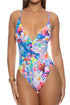 Luli Fama Underwater Dreaming Ruched Deep V One Piece