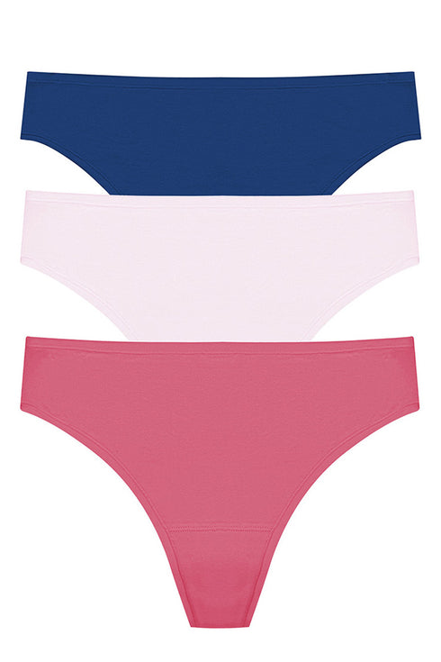 Natori Bliss Bare Cotton Thong 3-pack