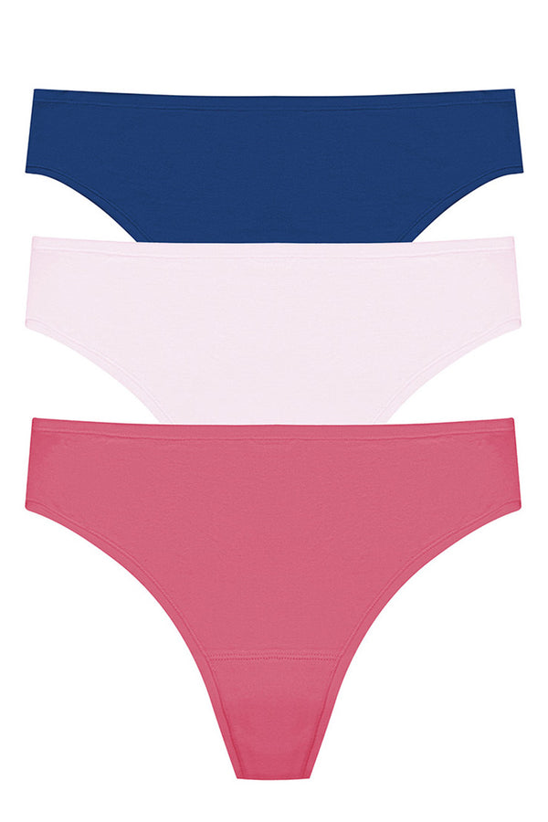 Natori Bliss Bare Cotton Thong 3-pack