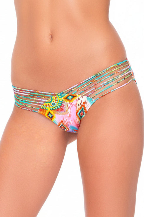 Luli Fama Boho Chic Strappy Brazilian Ruched Back Bottom