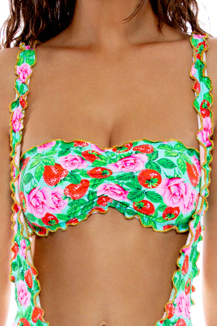 Luli Fama Strawberry Fields Wavy Luxe Stitch Bandeau Top