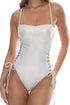 Luli Fama Luminous Square Neck Laced Up One Piece