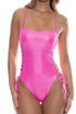 Luli Fama Luminous Square Neck Laced Up One Piece