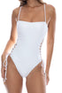 Luli Fama Luminous Square Neck Laced Up One Piece