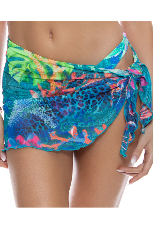 Luli Fama Tropical Siren Sarong Mini Skirt