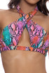 Luli Fama Electric Skin Cross Halter Peek A Boo Top