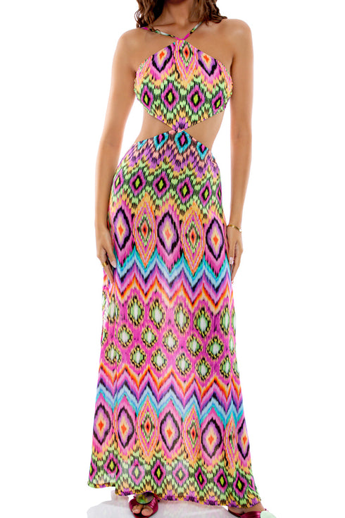 Luli Fama Miami Sorbet Cut Out Long Dress