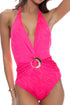 Luli Fama Candy Coated Deep V Cinched Buckle One Piece