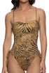 Luli Fama Safari Sunsets Square Neck Laced Up One Piece