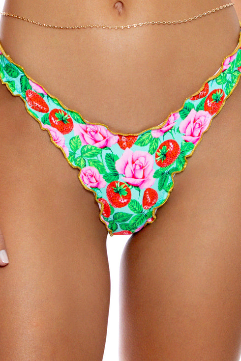 Luli Fama Strawberry Fields Wavy Luxe Stitch High Leg Brazilian Bottom